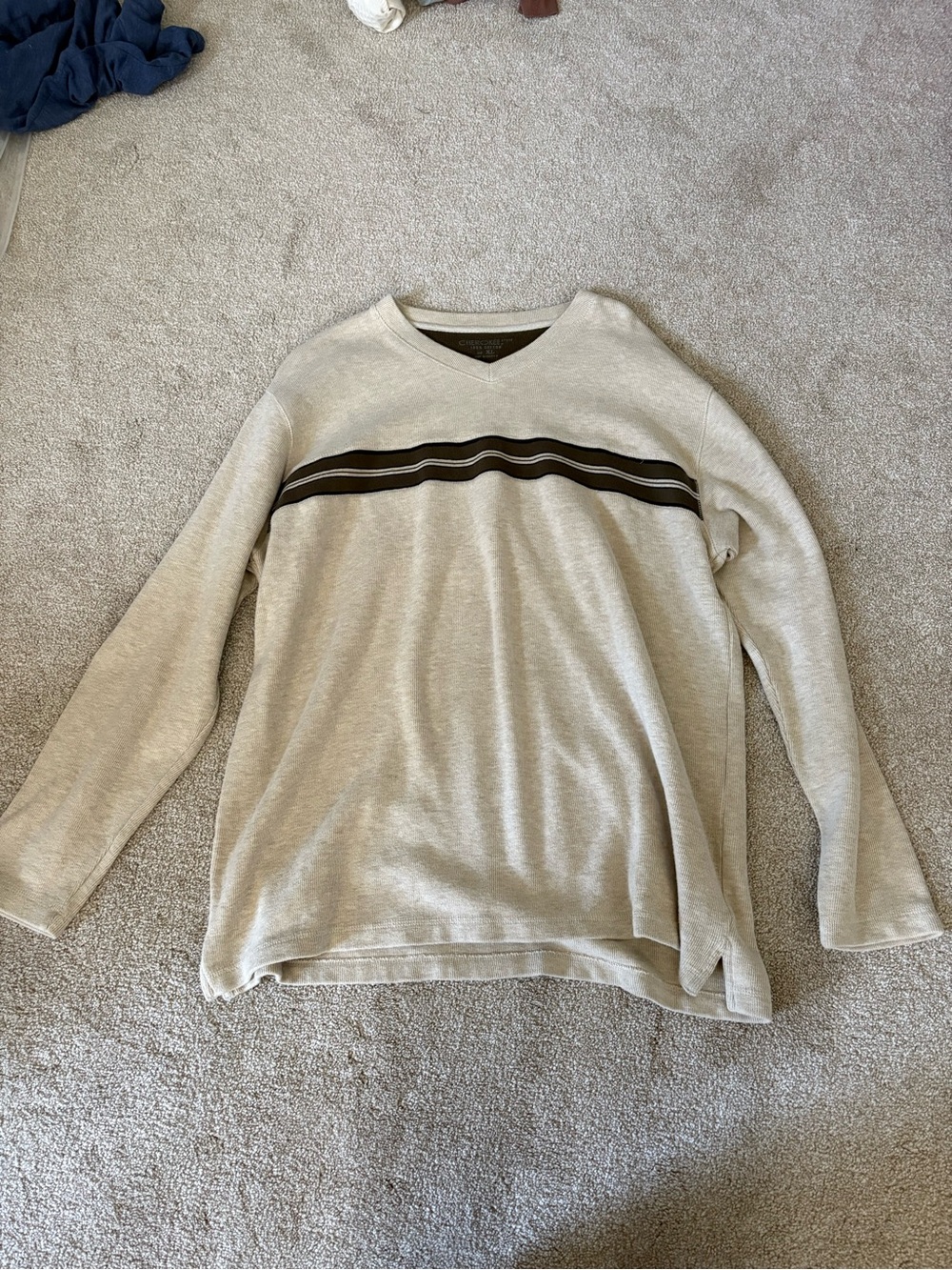 Cherokee V-Neck Sweater with Chest Stripe